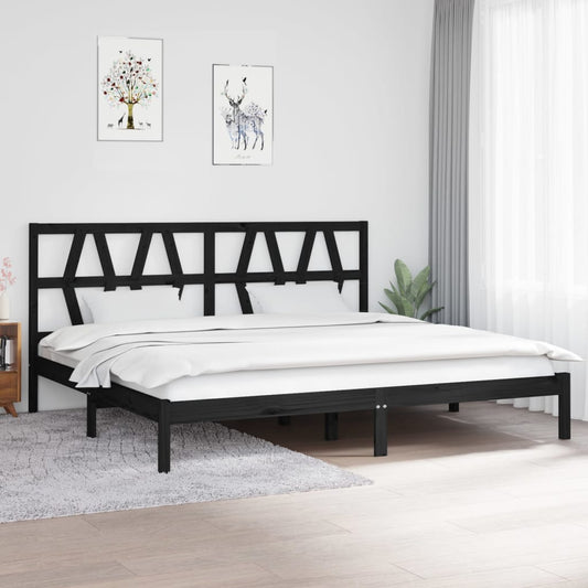 Massivholzbett Schwarz Kiefer 200x200 cm - Pazzar.ch
