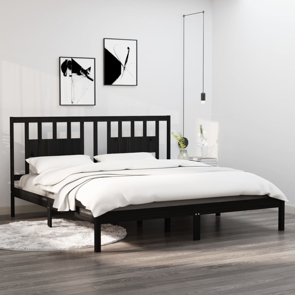 Massivholzbett Schwarz Kiefer 200x200 cm - Pazzar.ch