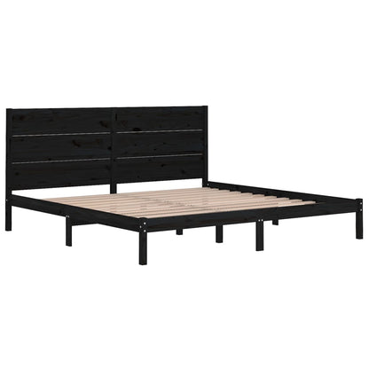 Massivholzbett Schwarz Kiefer 200x200 cm - Pazzar.ch