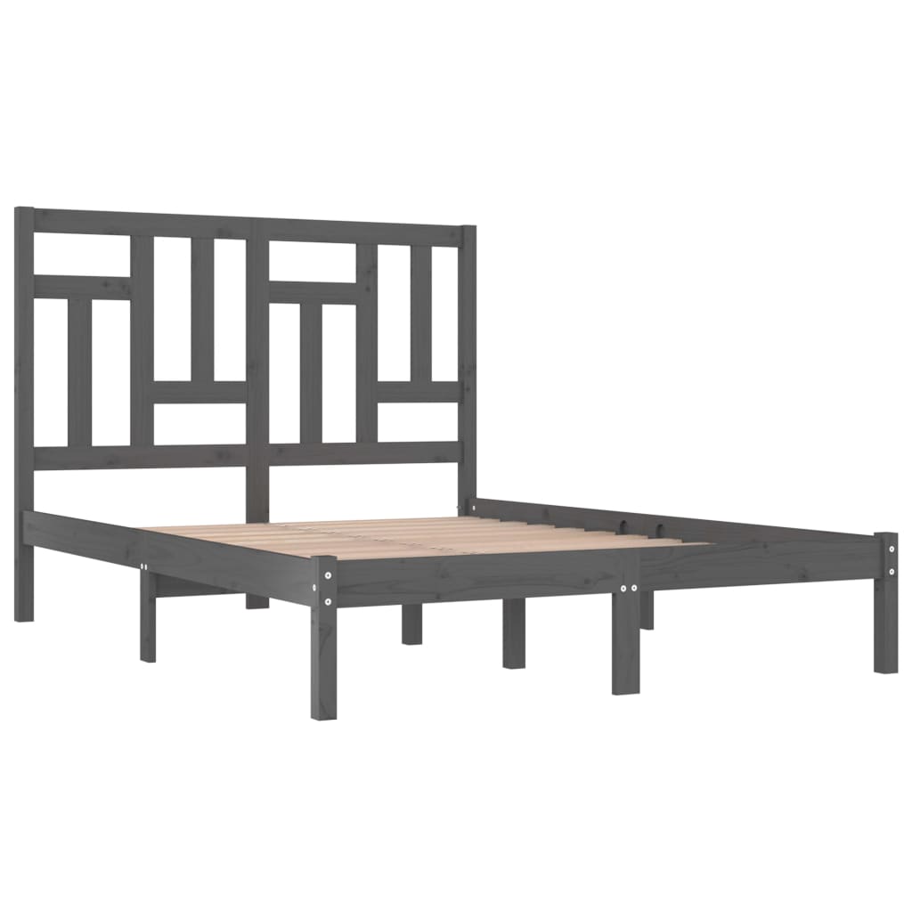 Massivholzbett Grau Kiefer 200x200 cm - Pazzar.ch