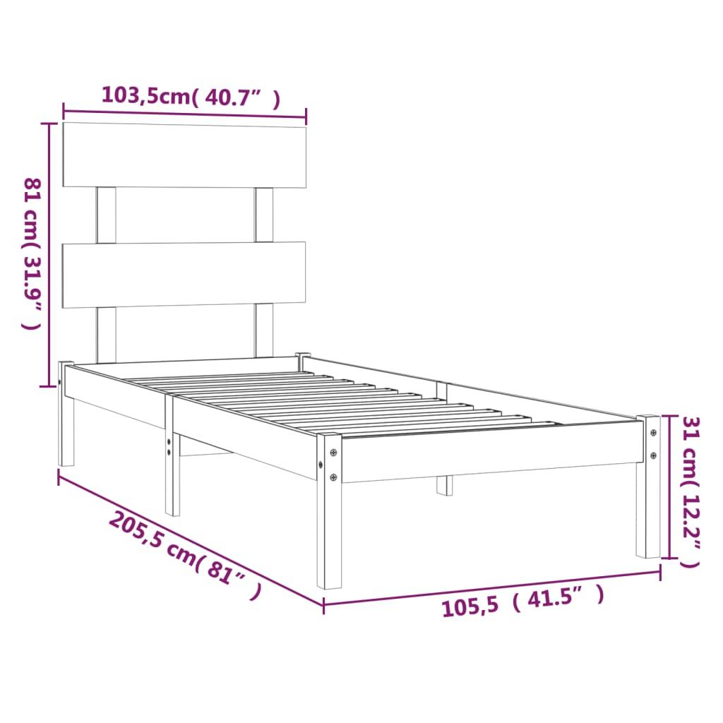 Massivholzbett Schwarz 100x200 cm - Pazzar.ch