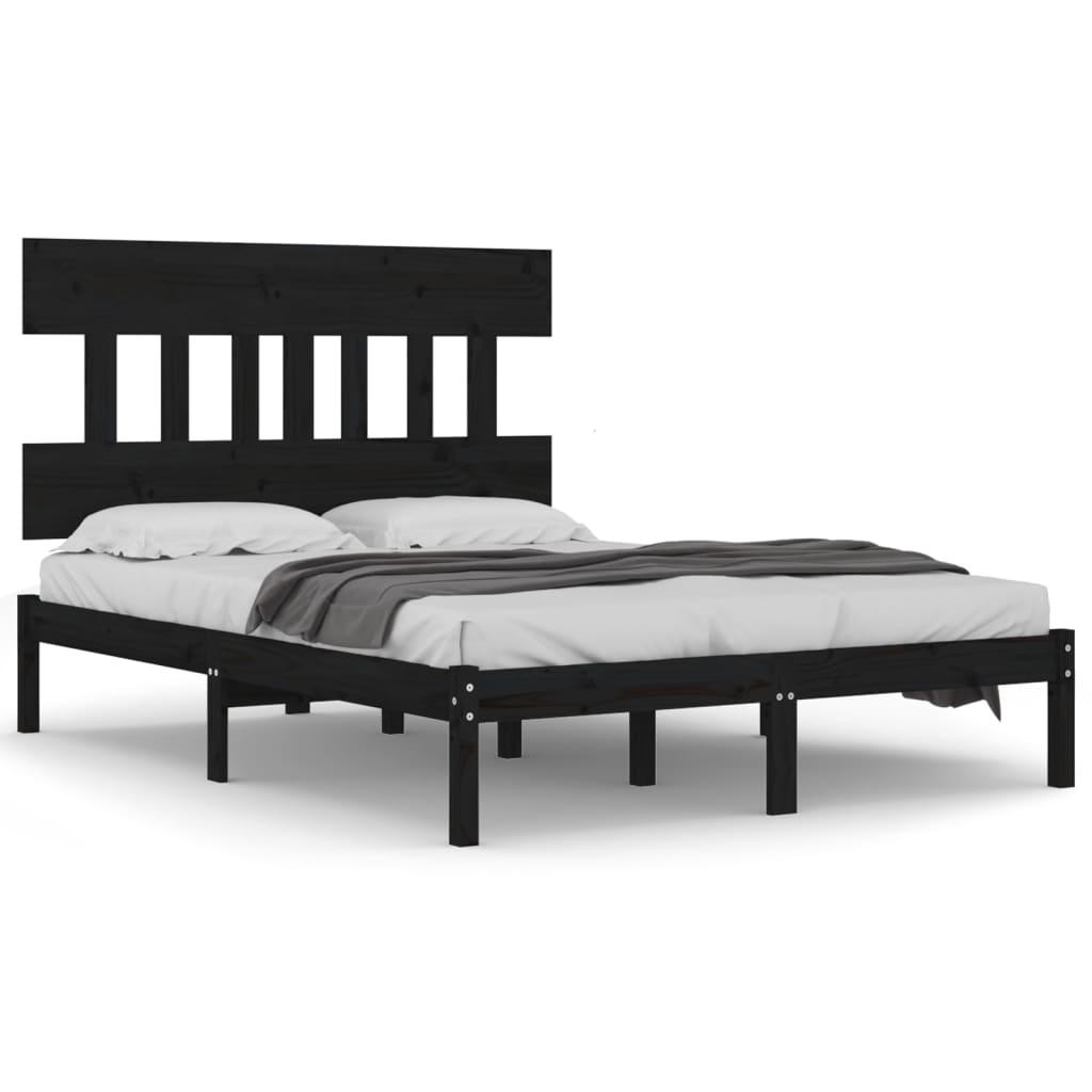 Massivholzbett Schwarz 140x190 cm - Pazzar.ch