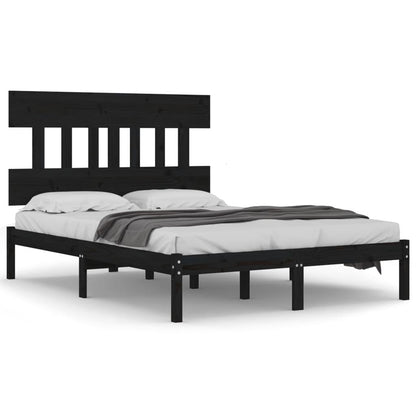 Massivholzbett Schwarz 140x190 cm - Pazzar.ch