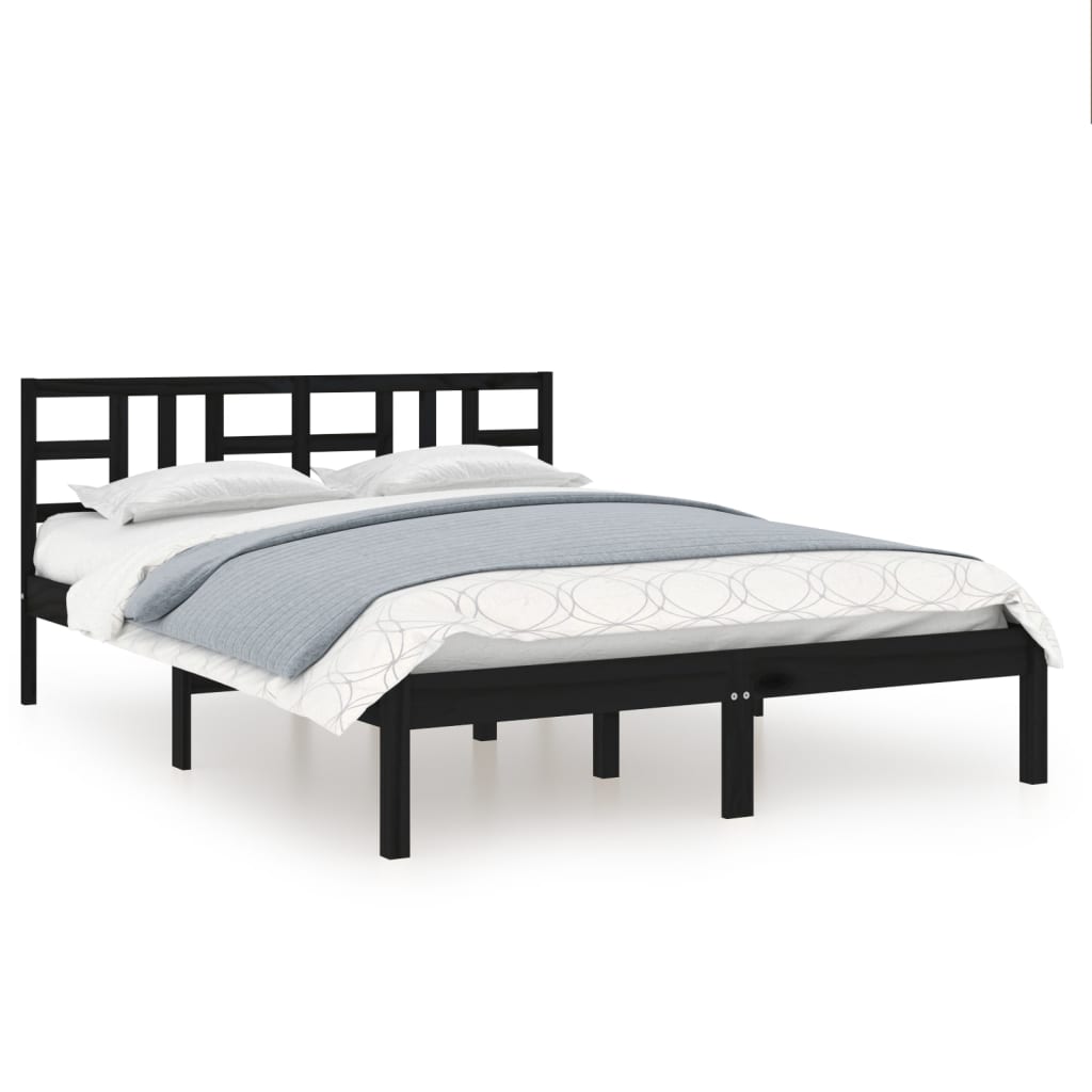 Massivholzbett Schwarz 200x200 cm - Pazzar.ch