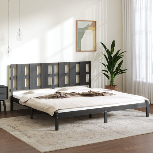 Massivholzbett Grau Kiefer 200x200 cm - Pazzar.ch