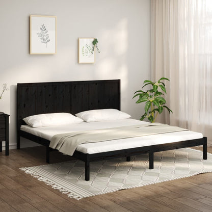Massivholzbett Schwarz Kiefer 200x200 cm - Pazzar.ch