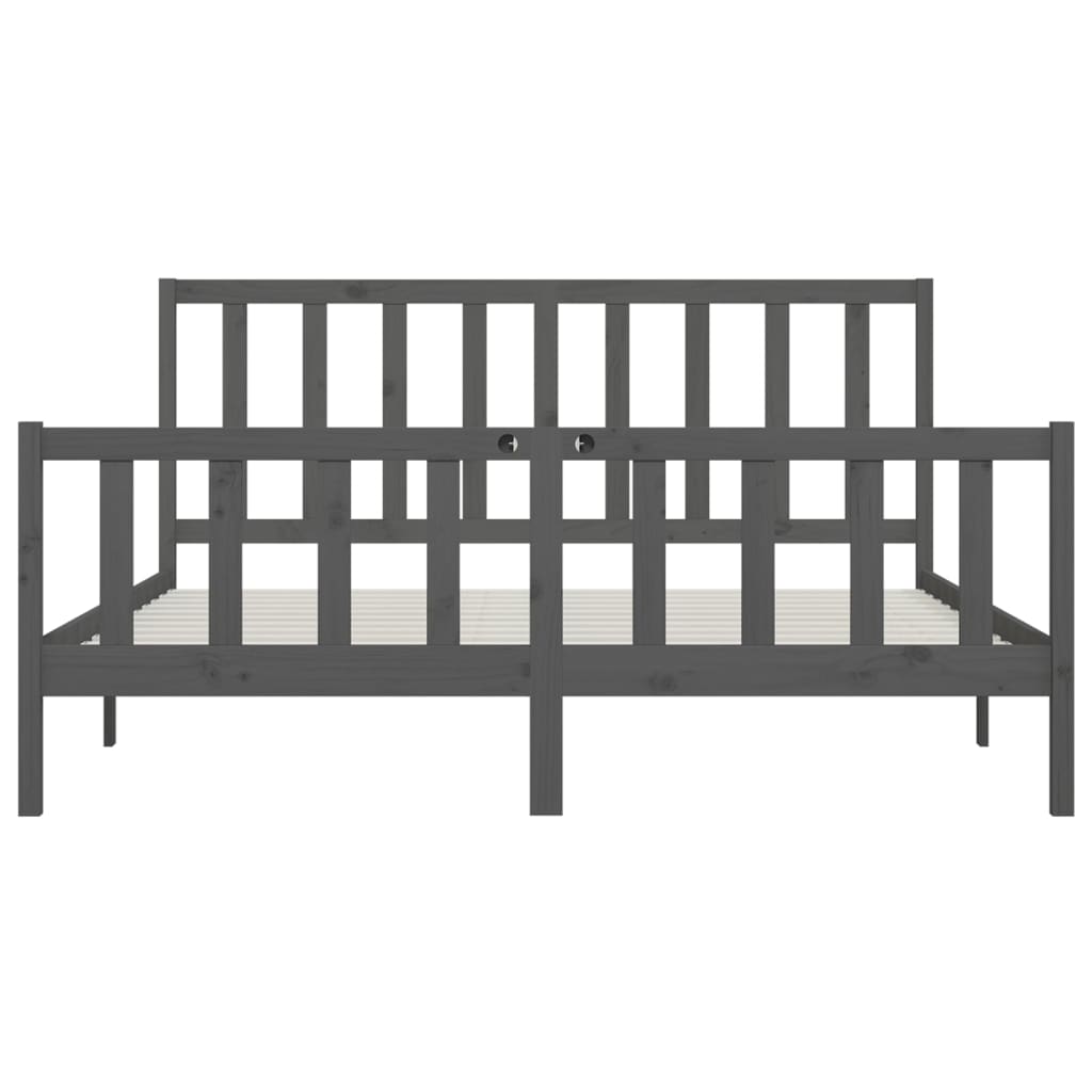 Massivholzbett Grau 200x200 cm