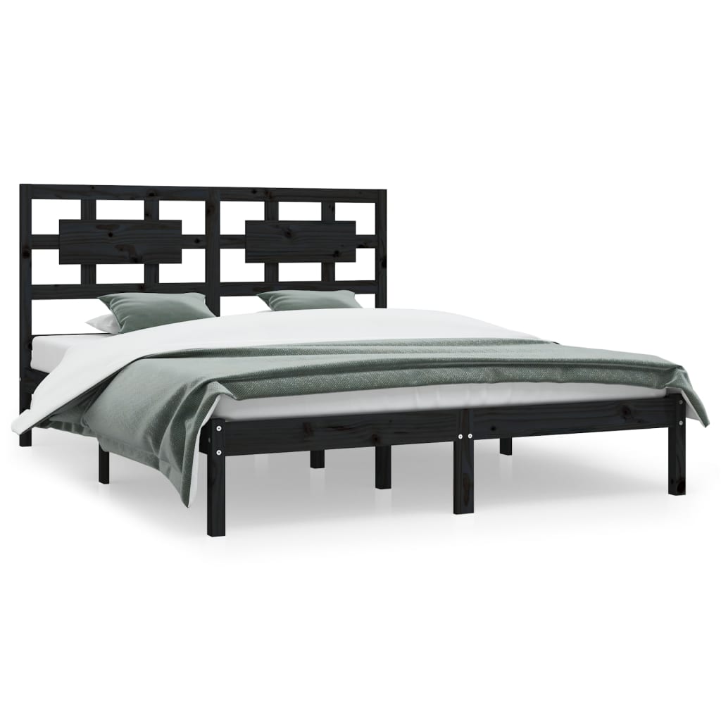 Massivholzbett Schwarz Kiefer 200x200 cm - Pazzar.ch