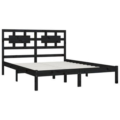 Massivholzbett Schwarz Kiefer 200x200 cm - Pazzar.ch
