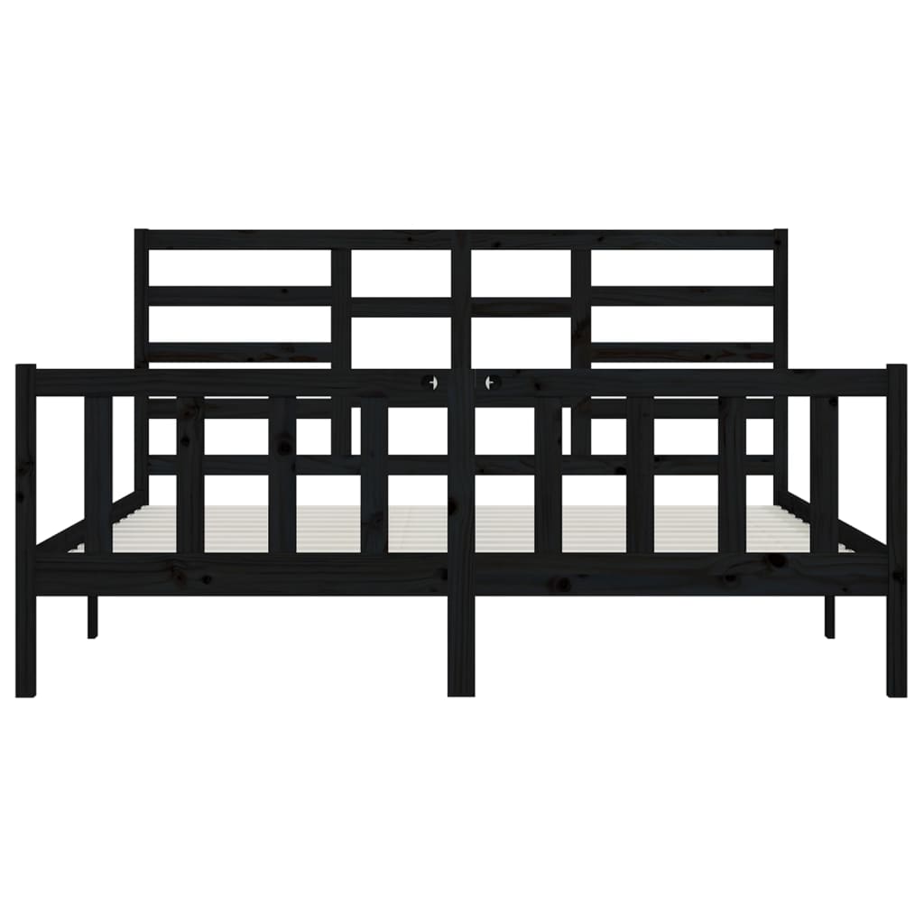 Massivholzbett Schwarz Kiefer 200x200 cm - Pazzar.ch