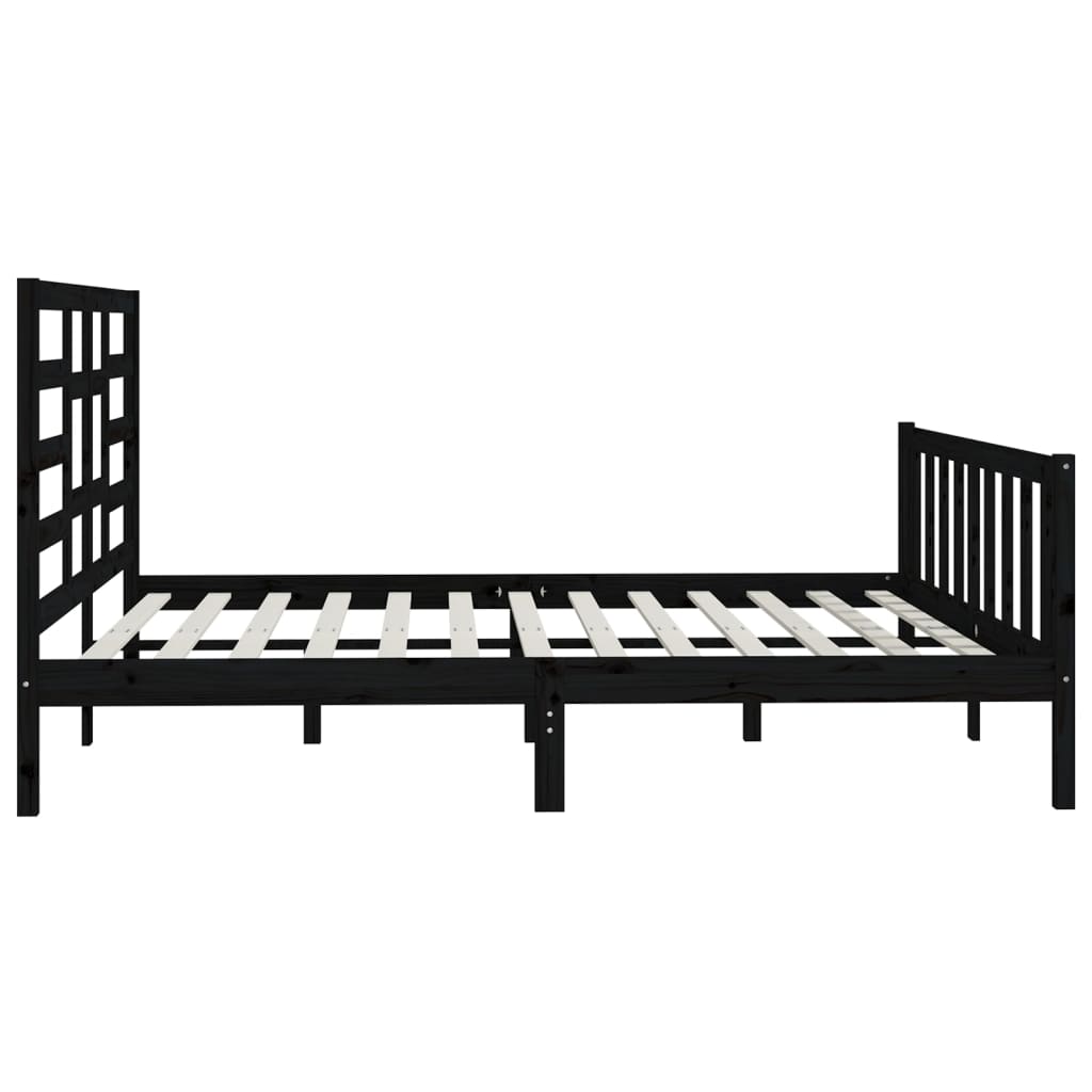Massivholzbett Schwarz Kiefer 200x200 cm - Pazzar.ch