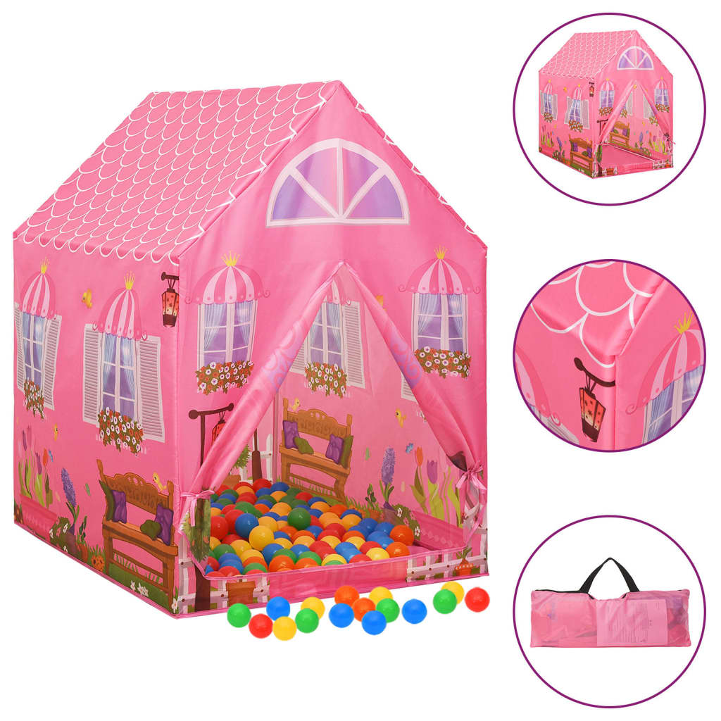 Kinder-Spielzelt mit 250 Bällen Rosa 69x94x104 cm - Pazzar.ch