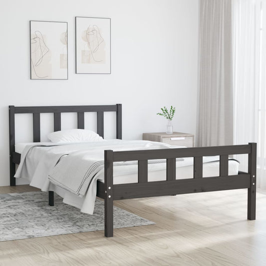 Massivholzbett Grau 100x200 cm - Pazzar.ch