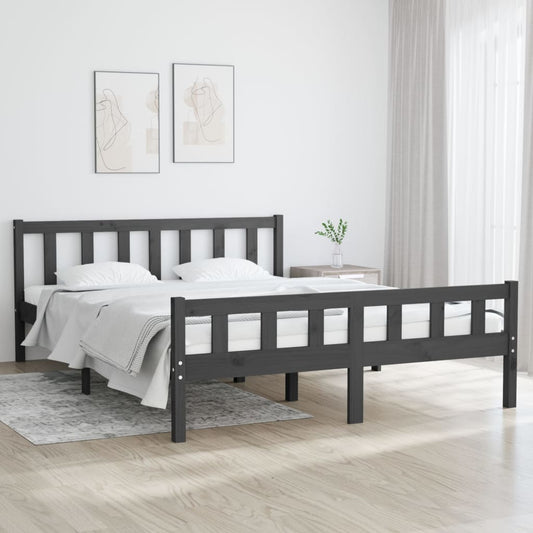 Massivholzbett Grau 120x200 cm - Pazzar.ch