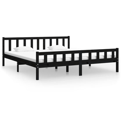 Massivholzbett Schwarz 200x200 cm - Pazzar.ch