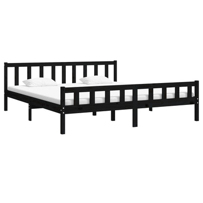 Massivholzbett Schwarz 200x200 cm - Pazzar.ch