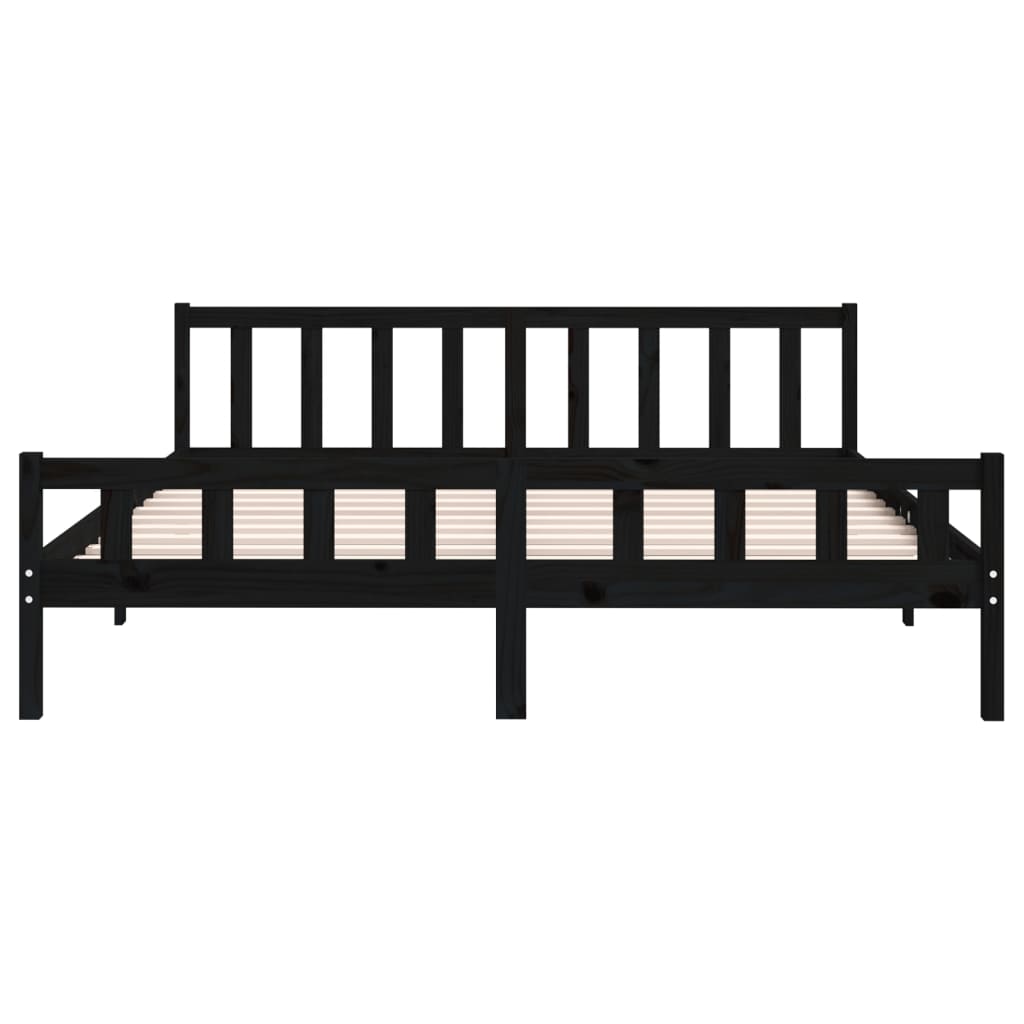 Massivholzbett Schwarz 200x200 cm - Pazzar.ch