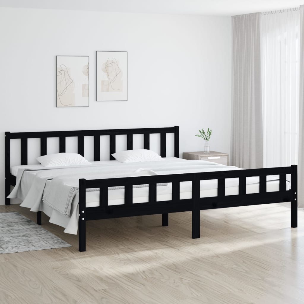 Massivholzbett Schwarz 200x200 cm - Pazzar.ch