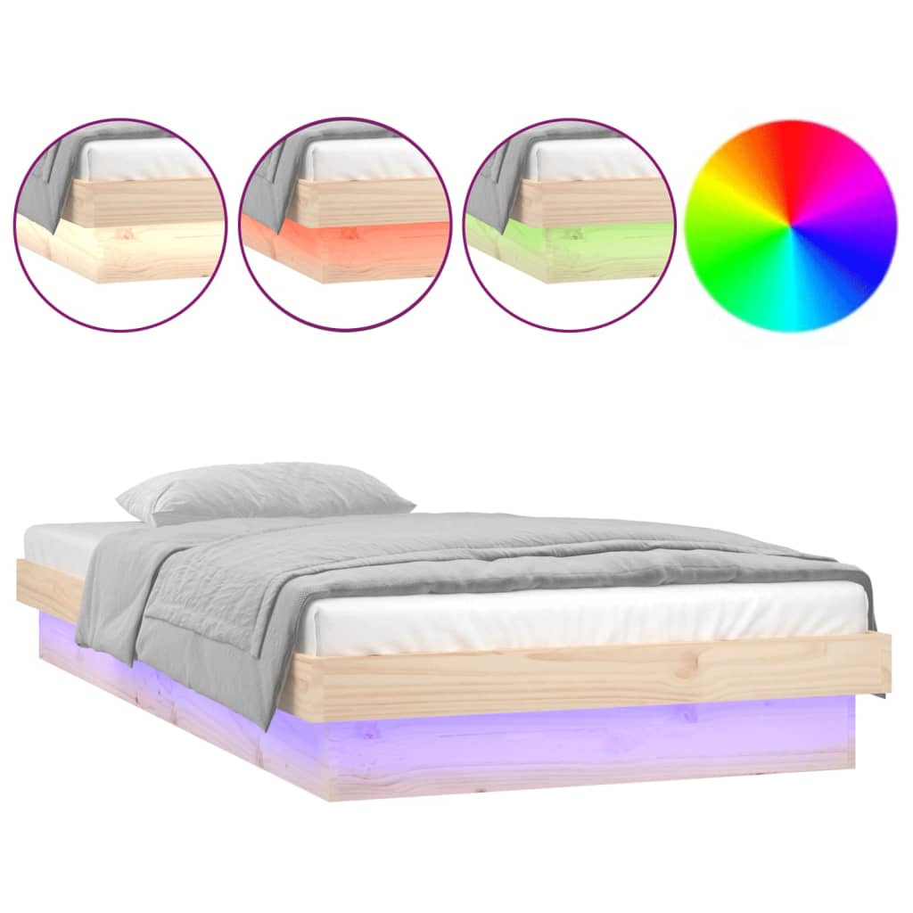 Massivholzbett mit LED-Beleuchtung 100x200 cm - Pazzar.ch