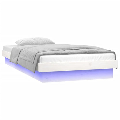 Massivholzbett mit LEDs Weiß 100x200 cm - Pazzar.ch