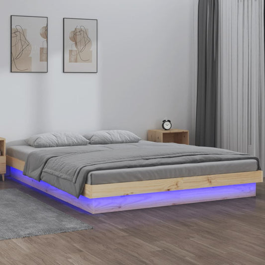 Massivholzbett mit LED-Beleuchtung 140x200 cm - Pazzar.ch