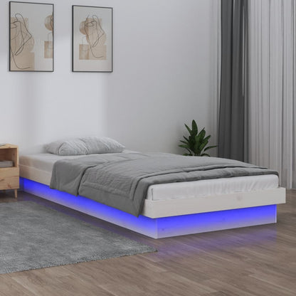 Massivholzbett mit LEDs Weiß 90x190 cm - Pazzar.ch
