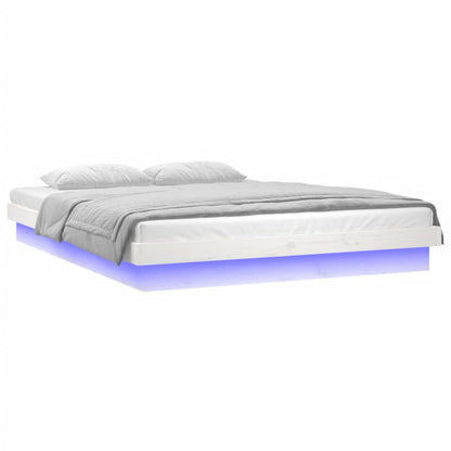 Massivholzbett mit LEDs Weiß 120x190 cm - Pazzar.ch
