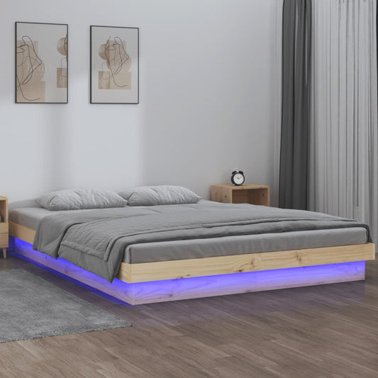 Massivholzbett mit LEDs 135x190 cm - Pazzar.ch