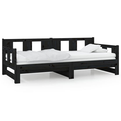 Tagesbett Ausziehbar Schwarz Massivholz Kiefer 2x(90x190) cm - Pazzar.ch