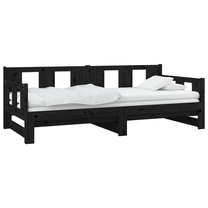 Tagesbett Ausziehbar Schwarz Massivholz Kiefer 2x(90x190) cm - Pazzar.ch