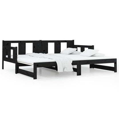 Tagesbett Ausziehbar Schwarz Massivholz Kiefer 2x(90x190) cm - Pazzar.ch