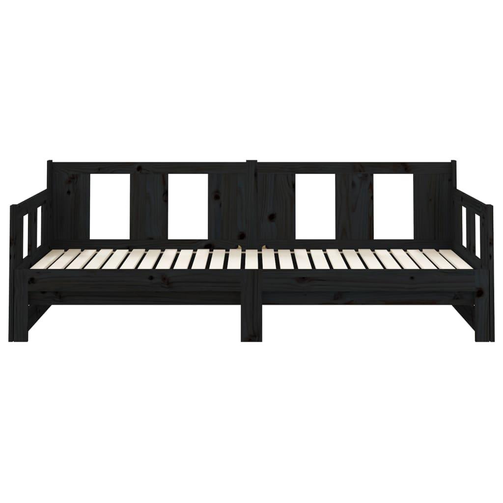 Tagesbett Ausziehbar Schwarz Massivholz Kiefer 2x(90x190) cm - Pazzar.ch
