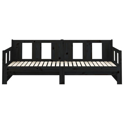 Tagesbett Ausziehbar Schwarz Massivholz Kiefer 2x(90x190) cm - Pazzar.ch