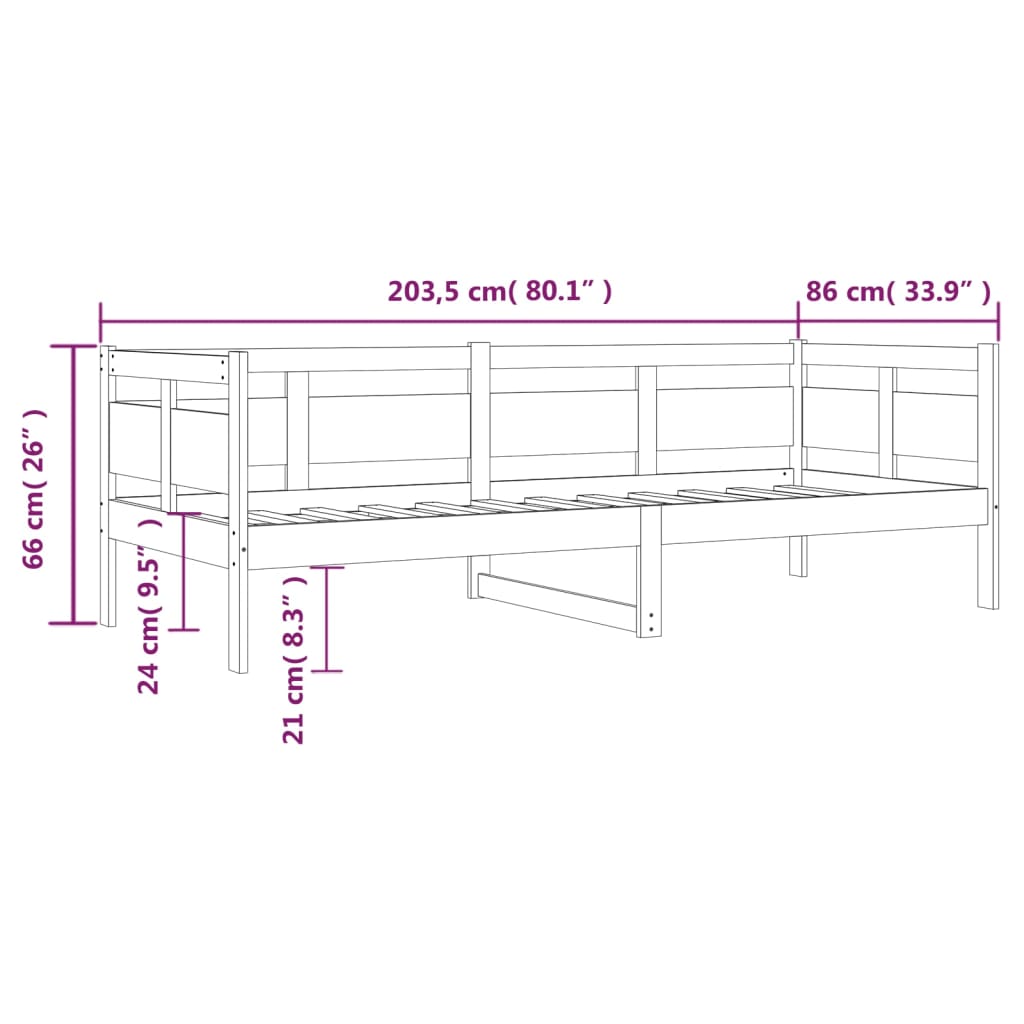 Tagesbett Honigbraun Massivholz Kiefer 80x200 cm - Pazzar.ch