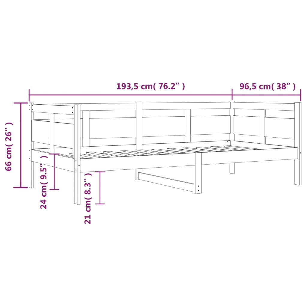 Tagesbett Honigbraun Massivholz Kiefer 90x190 cm - Pazzar.ch