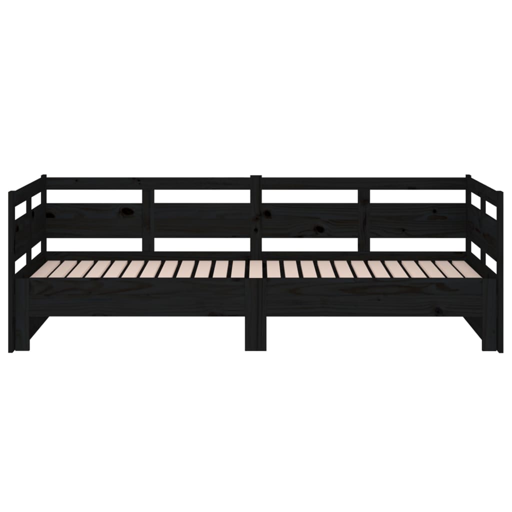 Tagesbett Ausziehbar Schwarz Massivholz Kiefer 2x(90x190) cm - Pazzar.ch