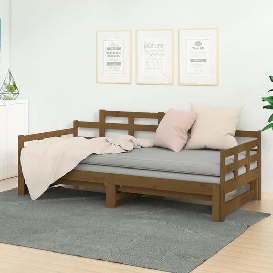 Tagesbett Ausziehbar Honigbraun Massivholz Kiefer 2x(90x190) cm - Pazzar.ch