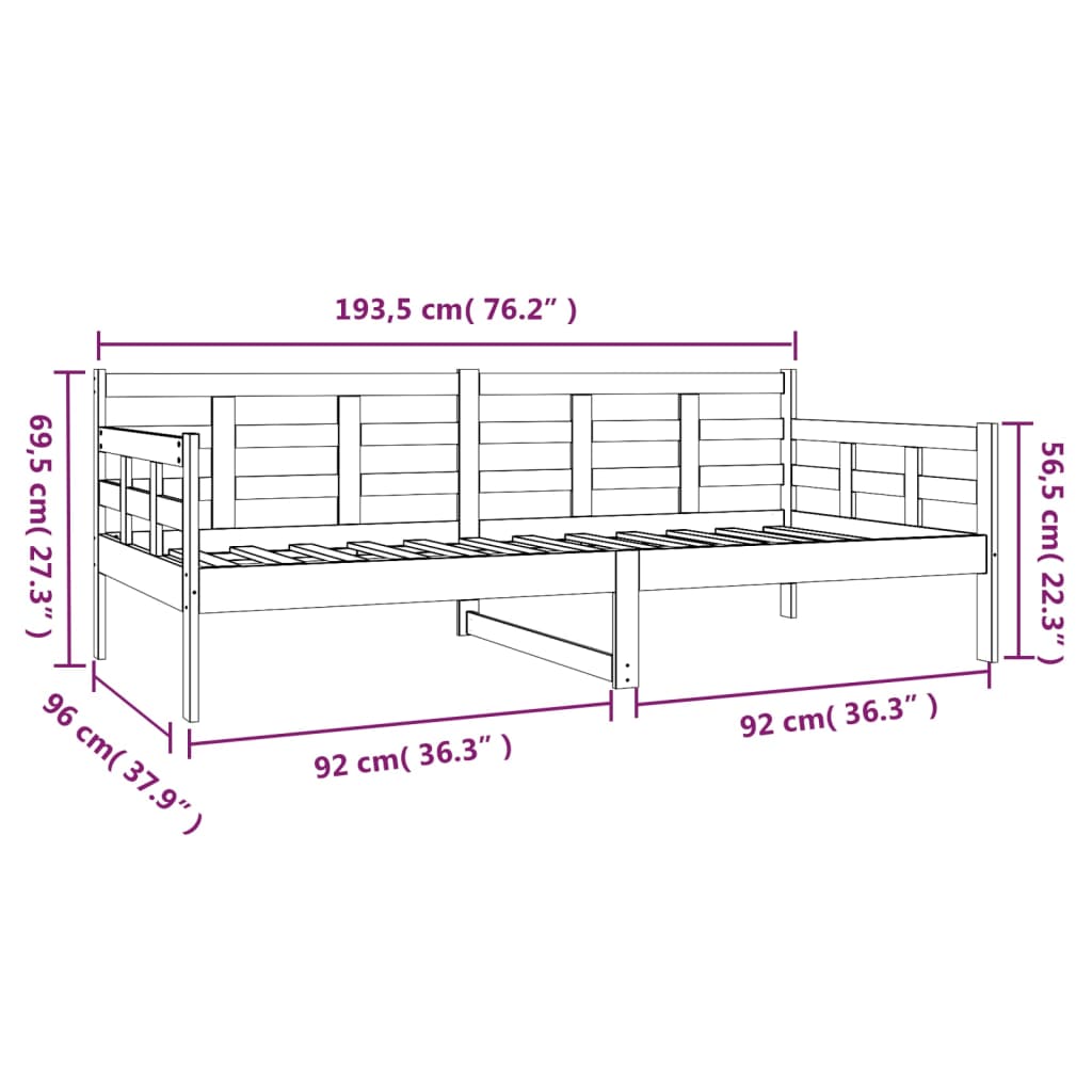 Tagesbett Massivholz Kiefer 90x190 cm - Pazzar.ch