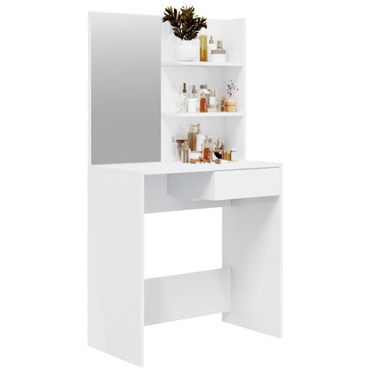 Schminktisch mit Spiegel Hochglanz-Weiß 74,5x40x141 cm - Pazzar.ch