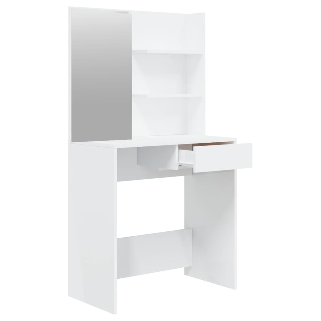 Schminktisch mit Spiegel Hochglanz-Weiß 74,5x40x141 cm - Pazzar.ch