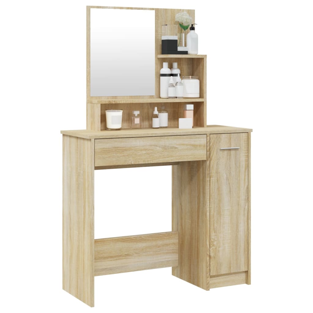 Schminktisch mit Spiegel Sonoma-Eiche 86,5x35x136 cm - Pazzar.ch