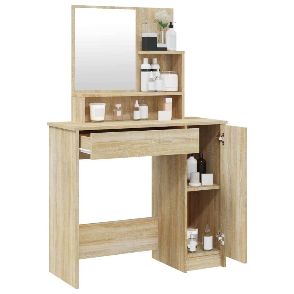 Schminktisch mit Spiegel Sonoma-Eiche 86,5x35x136 cm - Pazzar.ch