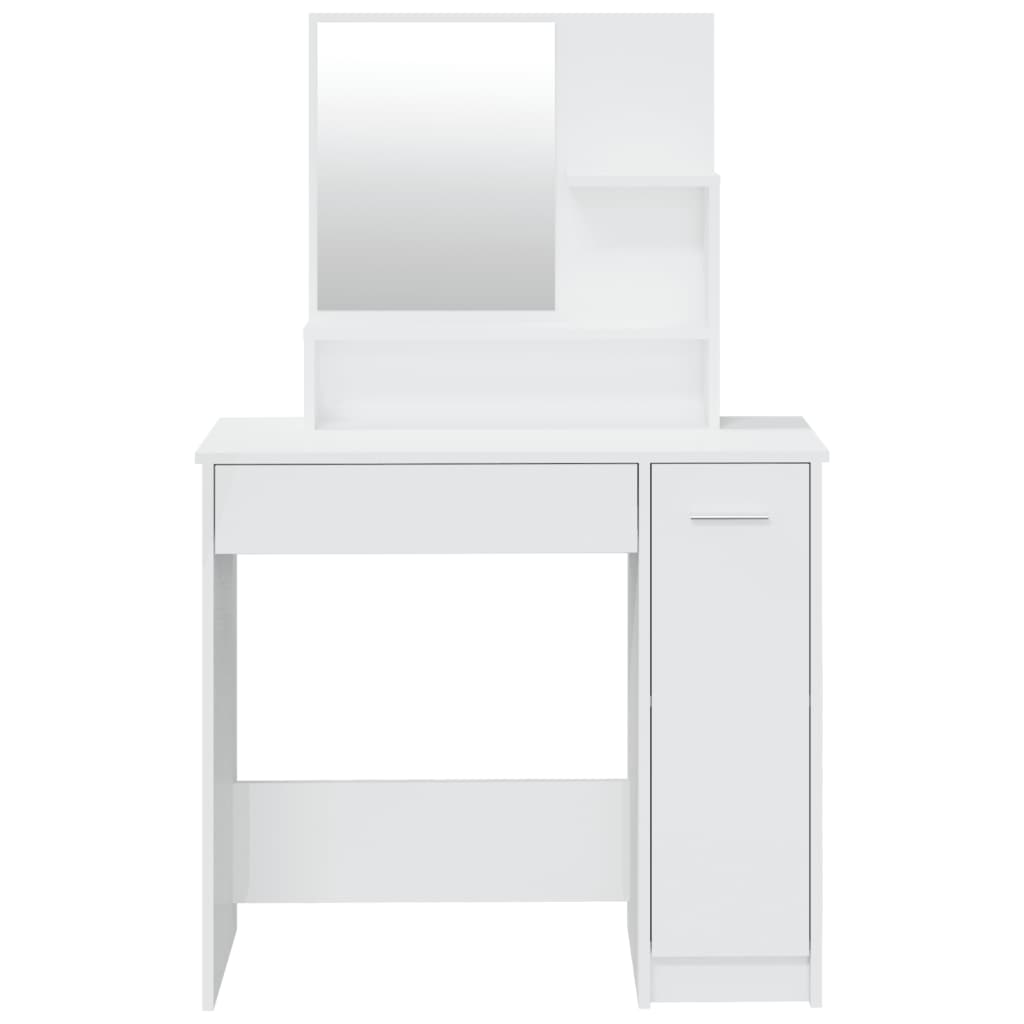 Schminktisch mit Spiegel Hochglanz-Weiß 86,5x35x136 cm - Pazzar.ch