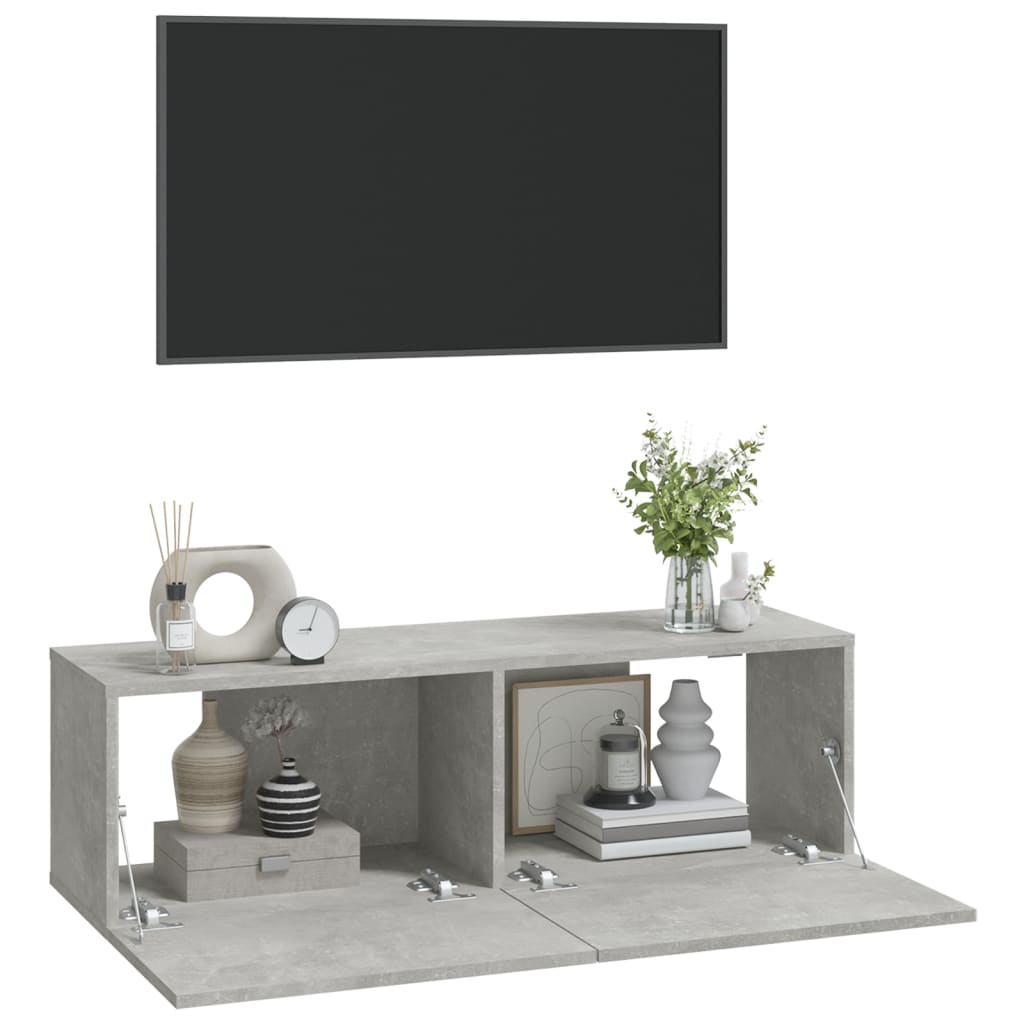 TV-Wandschränke 2 Stk. Betongrau 100x30x30 cm Holzwerkstoff - Pazzar.ch