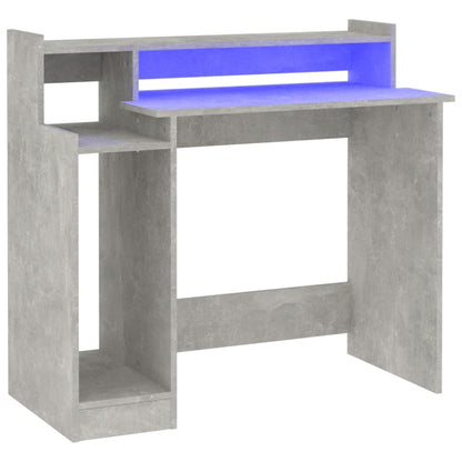 Schreibtisch mit LEDs Betongrau 97x45x90 cm Holzwerkstoff - Pazzar.ch