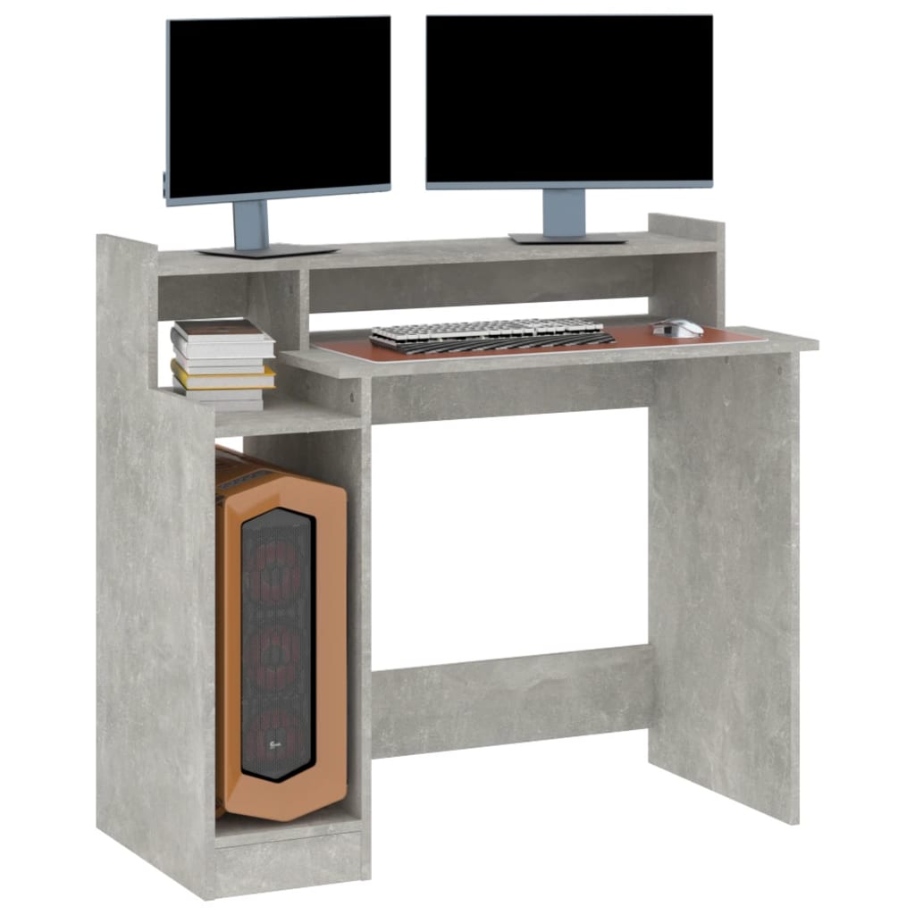Schreibtisch mit LEDs Betongrau 97x45x90 cm Holzwerkstoff - Pazzar.ch