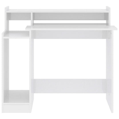 Schreibtisch mit LEDs Hochglanz-Weiß 97x45x90 cm Holzwerkstoff - Pazzar.ch