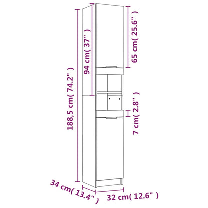 Badschrank Weiß 32x34x188,5 cm Holzwerkstoff - Pazzar.ch