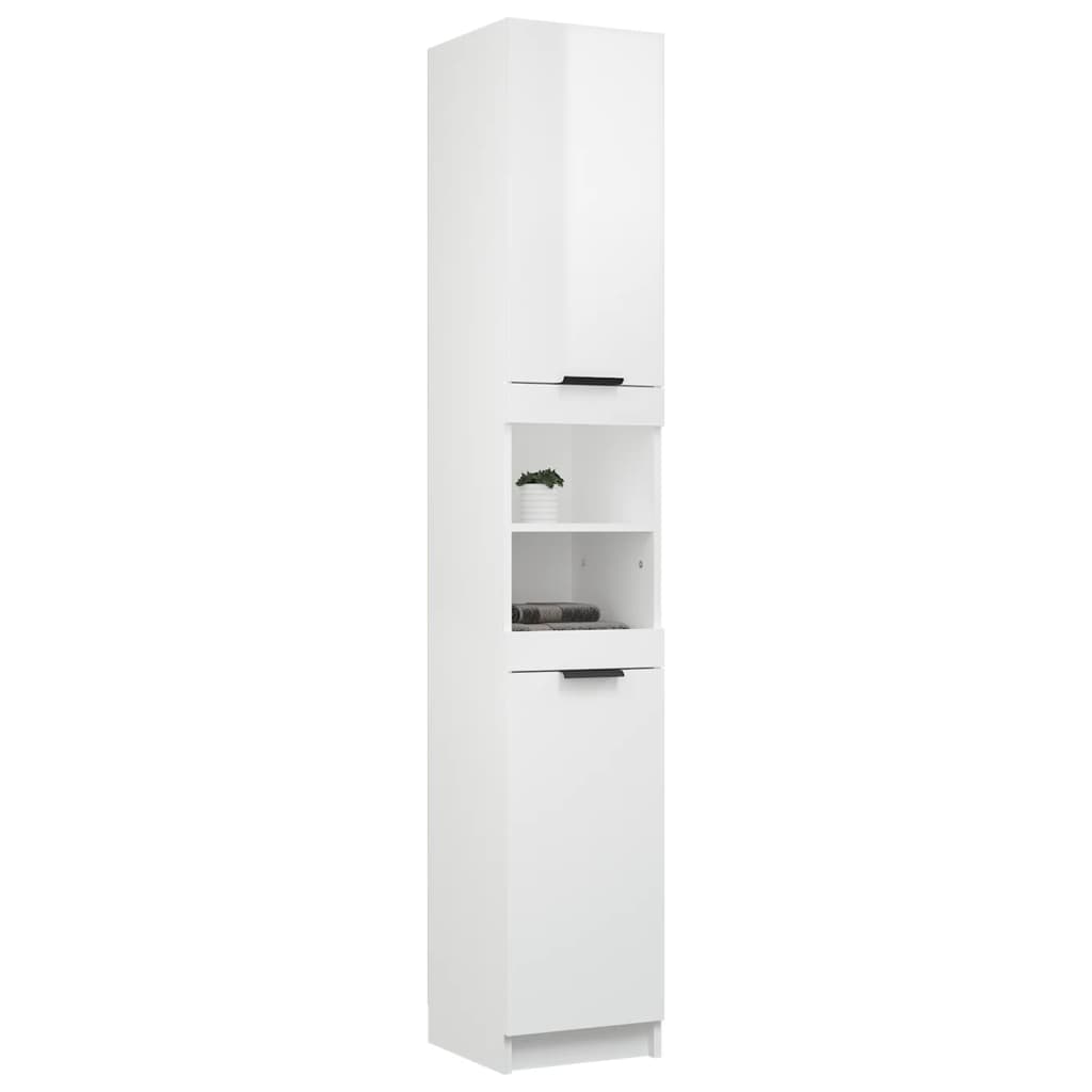 Badschrank Hochglanz-Weiß 32x34x188,5 cm Holzwerkstoff - Pazzar.ch