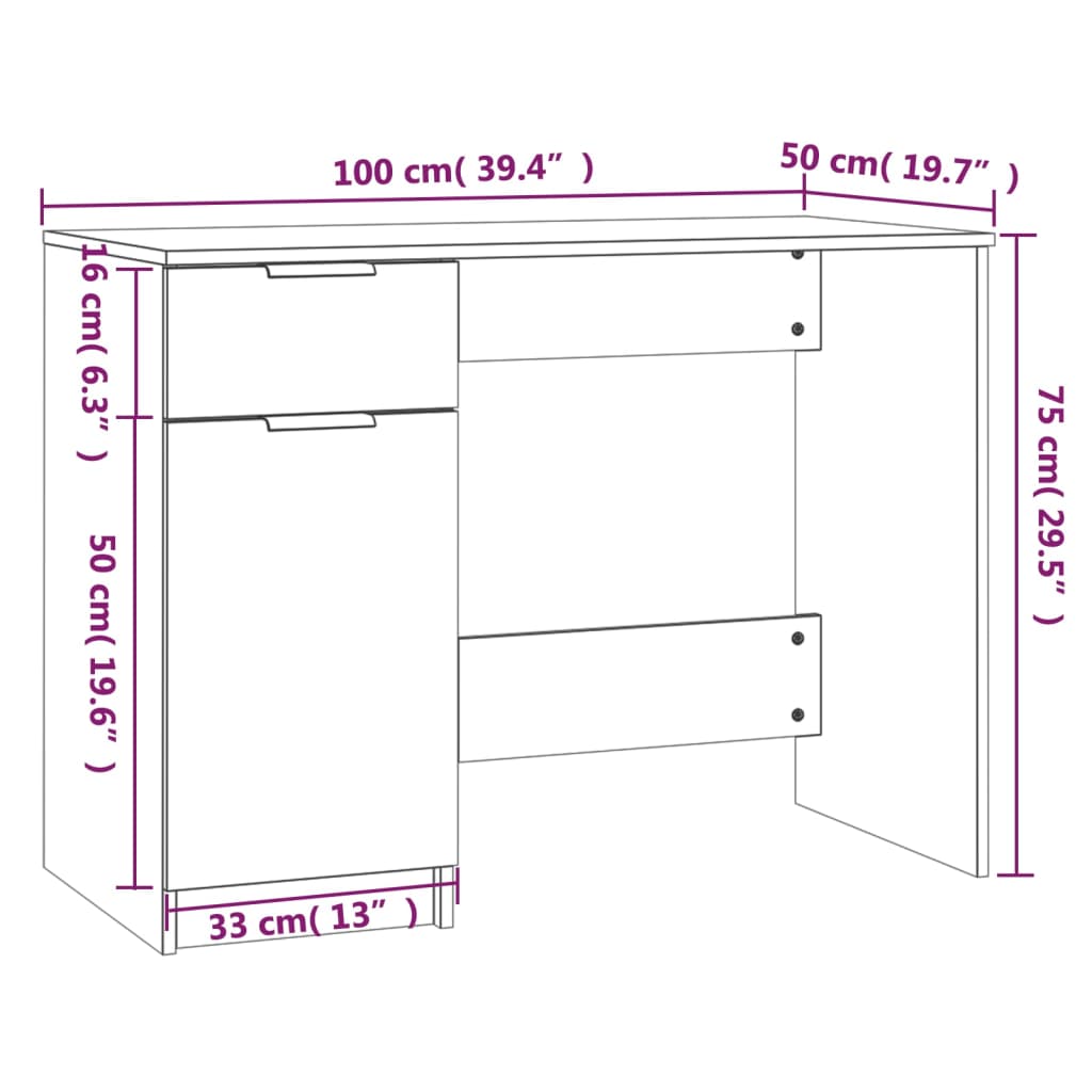 Schreibtisch Betongrau 100x50x75 cm Holzwerkstoff - Pazzar.ch